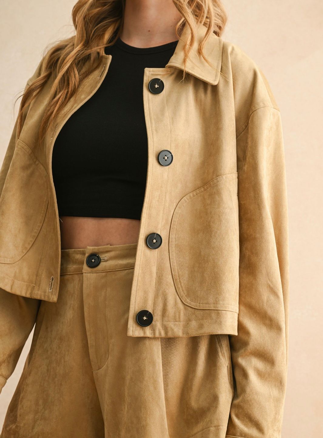 Chamarra suede camel