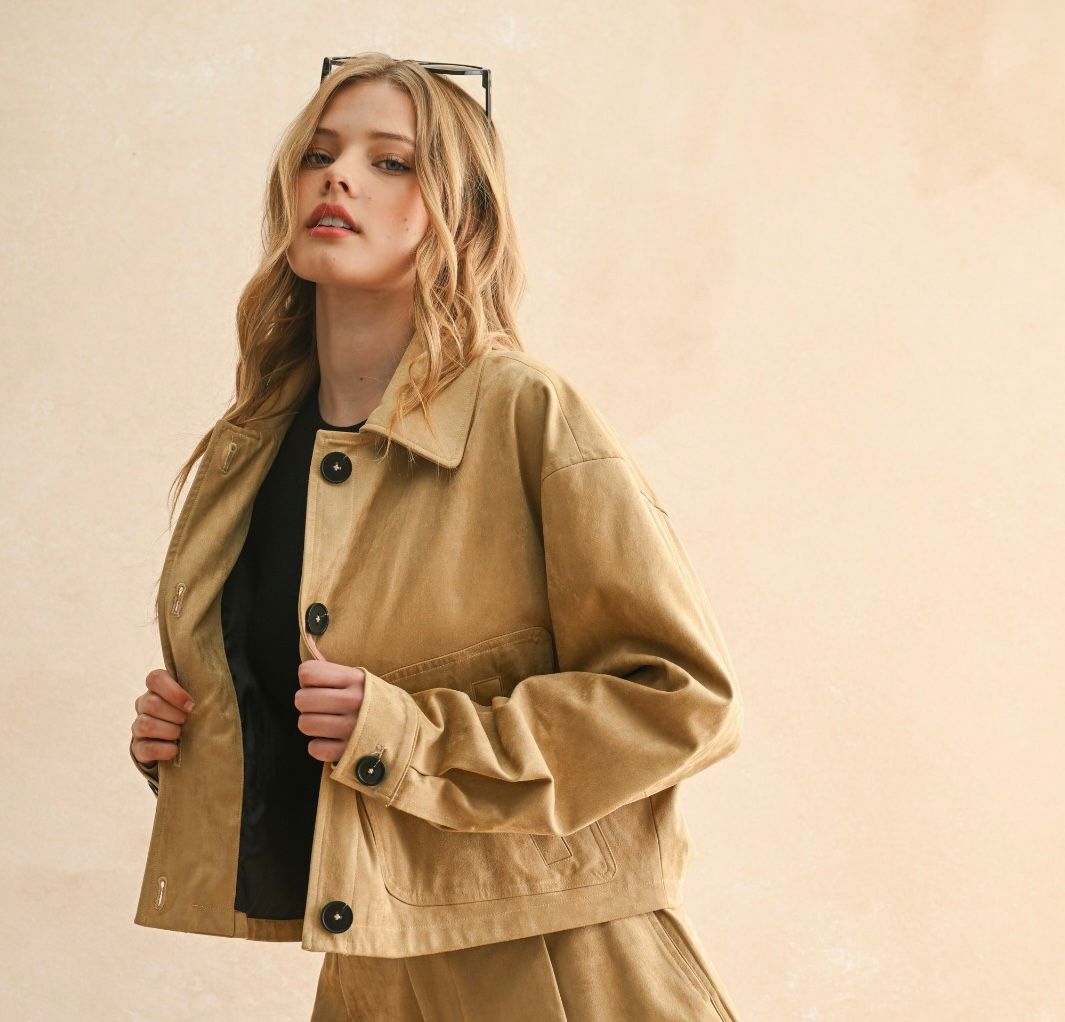 Chamarra suede camel