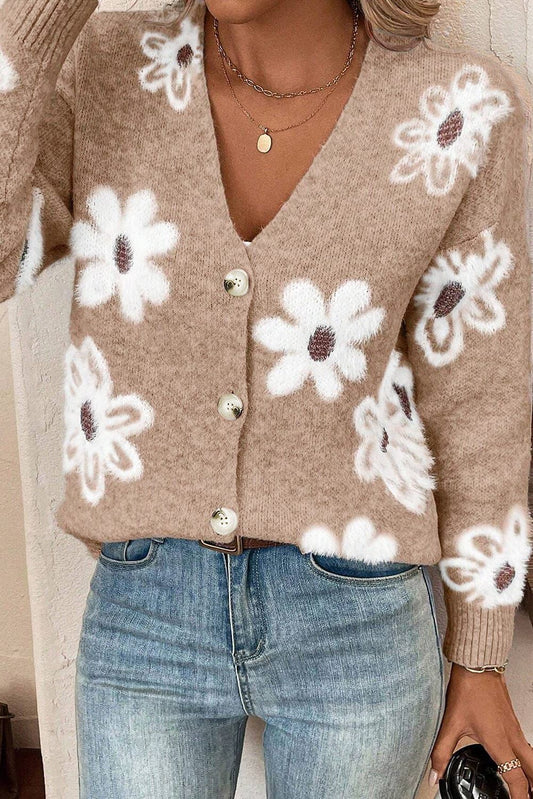 sweter flores beige