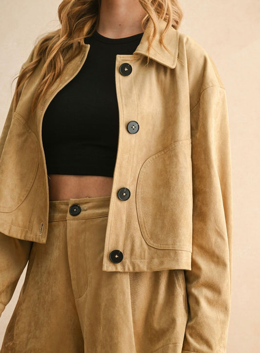 Chamarra suede camel